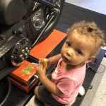 Granddaughter helping get the clutch adjusted.