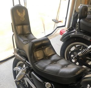 Old school king queen Harley Davidson Sportster seat.